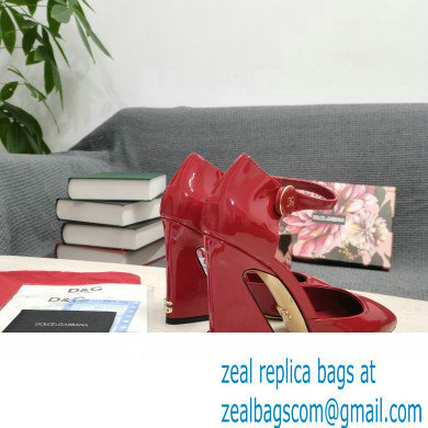 Dolce  &  Gabbana Heel 6.5cm/10.5cm Patent leather Mary Janes Red with Geometric Heel 2022